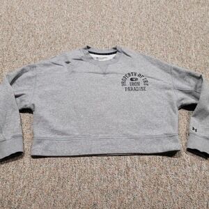 Under Armour Project Rock Sweatshirt Womens XL Grey‎ Cropped Iron Paradise Gym